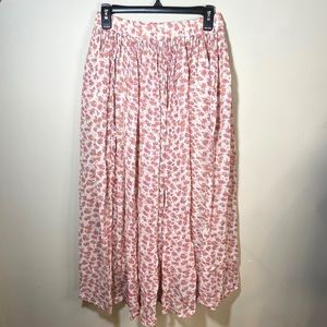 Vintage Ditsy Floral Pink Flowy and Full Maxi Skirt S